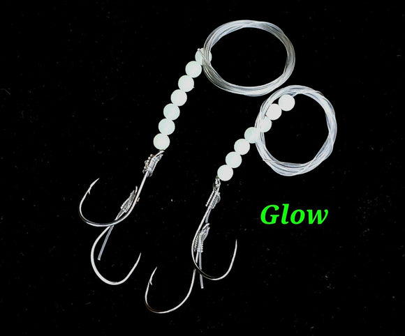 Glow White Tandom Fly Leaders - 2 Pack