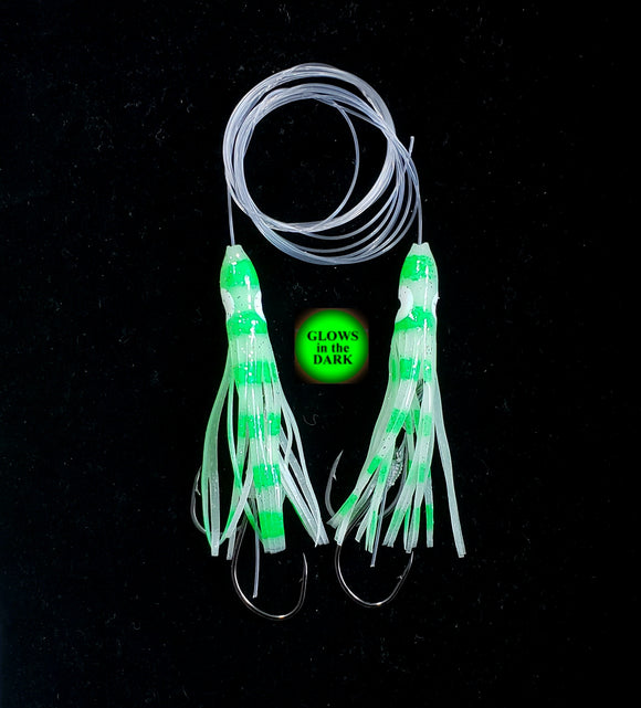 Squid/Hootchie 3” - Glow Green  - 2 Pack